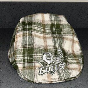 San Diego Gulls Hockey Flat Cap Hat Green White Tan Plaid NWOT NEW